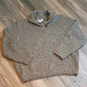 Options Wool Blend Gray White Shawl Collar Sweater Size 44 / 2XL Unisex